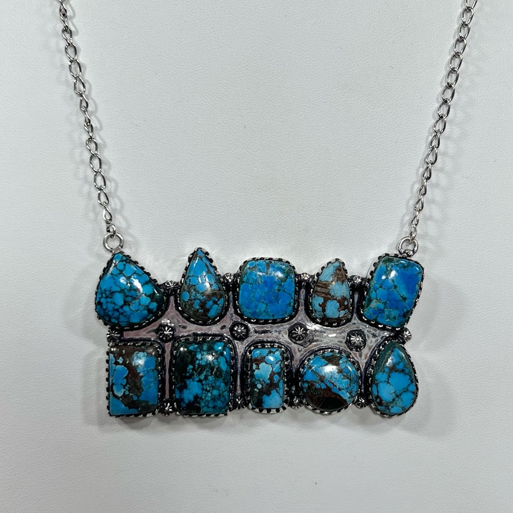 Turquoise Vintage Style 925 Gemstone Multi Stone Necklace